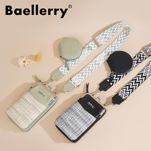 New Women's Mobile <strong>Phone</strong> <strong>Bag</strong> Baellerry Braided Contrasting Color One-shoulder Cross-span <strong>Bag</strong> Fashionable Mother-child <strong>Bag</strong> Wallet - Product Image 3