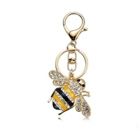 Porte-clés en cuir abeille orné de diamants, pendentif de sac pour femme, cadeau créatif transfrontalier, best-seller