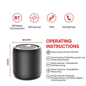 Ile taşınabilir Mini kablosuz hoparlörler su geçirmez Stereo ses 8 saat çalma süresi küçük hoparlör Smartphone için - Product Image 4