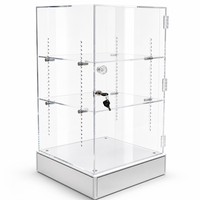 Vitrine à vin en acrylique transparent de luxe sur mesure avec serrure et base en bois, présentoir à bouteilles d'alcool réglable à 3 niveaux pour bar et club
