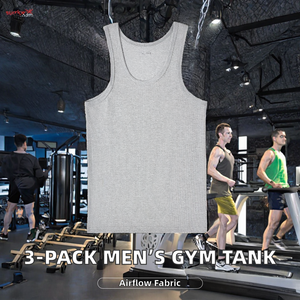 Lot de 3 débardeurs de sport blancs respirants en tricot côtelé à col en V pour homme - Product Image 2