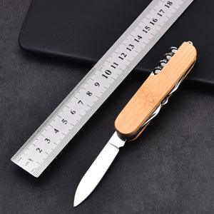 Couteau pliant multifonction en gros d'usine manche en bois outils de camping en plein air y compris les kits d'outils promotionnels - Product Image 2