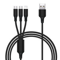 Individuelles Logo Nylon Typ-C Winkel-3-in-1-Ladekabel Geflochtene Abschirmung USB 5V2A Reinkupferleiter für Kamera Handy Computer