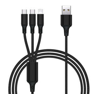 Cable de Carga 3 <span class=keywords><strong>en</strong></span> 1 Tipo-C de Nailon con Logotipo Personalizado, Blindaje Trenzado, USB 2.4A, Conductor de Cobre Puro para Cámaras y Teléfonos Móviles - Product Image 6