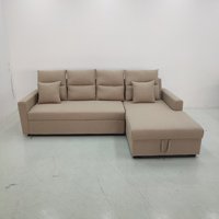 Canapé d'angle multifonctionnel avec rangement, moderne et minimaliste, pliable, trois places, revêtement en tissu, idéal pour petit salon ou hôtel