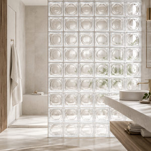 Blocco di Vetro Traforato con Motivo Solare 190x190x80mm, Mattone di Vetro Trasparente Insonorizzato per Divisorio in Stanza Disponibile - Product Image 5