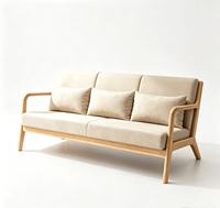 Sofá de 3 Plazas de Madera Tapizado de 50 Pulgadas, Modelo Mid-Century para Apartamento Moderno, Silla de Acento, Mueble