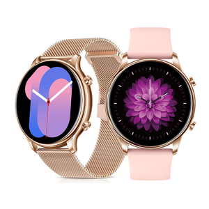 Reloj Inteligente KM20 para Mujer con Llamadas Bluetooth, Pantalla Táctil Redonda, Monitor de Ritmo Cardíaco, Brazalete Deportivo Dorado - Product Image 3