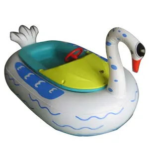 Easy operation remote control white swan inflatable float electric water motorized animal bumper boat
