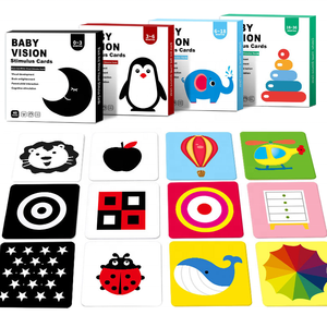 Tarjetas de Memoria para Bebés de 19 a 24 Meses, Blanco y Negro, Alto Contraste, Plástico, Tarjetas Educativas para el Desarrollo Visual, Crecimiento Cognitivo Infantil - Product Image 1
