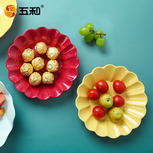 Five-color Floral Fruit Plate Plastic Durable Home Use Living Room <b>Coffee</b> <b>Table</b> Snack Display - Product Image 3