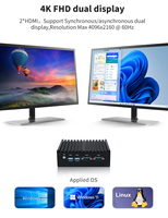 Mini Pc sans ventilateur Intel Celeron N5095 Quad Core Win Linux 2HD 4USB3.1 2RJ45 Lans DC 12V Mini Box Pc pour atelier MES