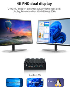 <span class=keywords><strong>Intel</strong></span> <span class=keywords><strong>Celeron</strong></span> N5095 четырехъядерный Win Linux Безвентиляторный мини-ПК 2HD 4usb3. 1 2RJ45 Ланс DC 12 В мини-бокс ПК для MES Workshop - Product Image 4