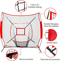 Filet de lancer de baseball 7x7FT avec zone de frappe, cadre en acier, filet en polyester, pour entraînement au lancer et au frappe, sac de transport inclus