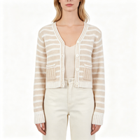 Robe en tricot pointelle à rayures blanches et menthe, manches longues, pour femme, qualité supérieure, personnalisable OEM & ODM, vente en gros - Barcenola Maxi