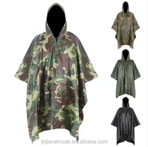 Waterdichte Camouflage Regenjas Poncho Regenjas Heren Regenkleding Regenjas Voor Volwassenen Polyester Regenjas