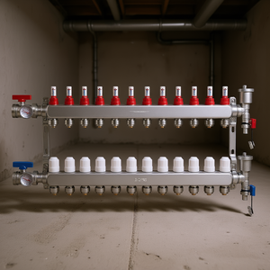 Kit de collecteur de chaleur radiant Vevor à 12 branches, 1/2 pouce PEX, acier inoxydable, pour chauffage au sol hydronique mural - Product Image 2