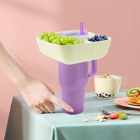 Bol à collation avec couvercle pour gobelet de 40 oz avec poignée, plateau à collation en silicone, support réutilisable pour collations, accessoires pour gobelet