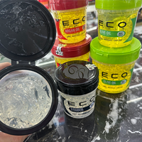 Gel Coiffant Boucles Tresses et Bords, Gel Définissant pour Cheveux, Crème Coiffante Hydratante pour Tous Types de Cheveux à l'Huile de Ricin Noire, Huile d'Argan et Huile d'Olive