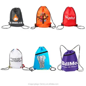 Promotional Bulk Printing Drawstring Bags Nylon Polyester Custom Logo Bags Drawstring with Zipper