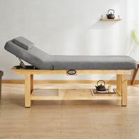 Table de massage électrique USB avec dossier réglable, en bois, pour salon de beauté, spa, avec grand espace de rangement