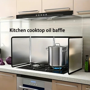 Folding Oil Baffle Plate For Gas Stove Silver Heat Insulation Shield Cooking Anti-Splatter Guard Household Kitchen Protection - Product Image 4