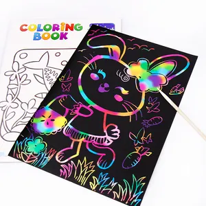 Kids Intellectual Development DIY Drawing Set Magic Scratch Pad Paper Crafts Note Arts Sets With Wood Pen