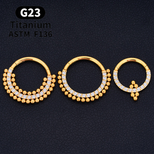 ASTM F136 Titanium Septum Hoops <strong>Round</strong> <strong>Nose</strong> <strong>Rings</strong> 16G CZ Earring Hinged Segment Ear Tragus Cartilage Helix Body Piercing Jewelry - Product Image 4