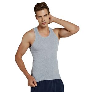 Débardeur de sport pour homme en pur coton, style sportif, pour étudiants, couche de base, ajusté, deux couches, entièrement en coton, vert - Product Image 3