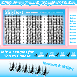 Kit de cils en grappe à marque privée, effet naturel, bande fine, volume 180 pièces, grande capacité - Product Image 4