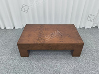 Table basse carrée en bois de ronce brun antique haut de gamme, meubles vintage pour salon, table basse en bois