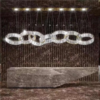 BGST décor à la maison haut plafond suspension lampe en acier Led rond moderne nordique luxe lustre en cristal pendentif lumière Restaurant