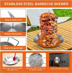 Kit de support vertical <span class=keywords><strong>pour</strong></span> broche à brochettes en acier inoxydable 6-8 avec pointes amovibles, brosses en silicone, four, barbecue, grill - Product Image 6