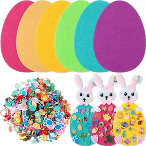 Jouets d'apprentissage pour bébé, fournitures artisanales, bricolage œufs de lapin, Kits artisanaux en feutre, avec suspension, petites formes en feutre Sublimation, pour décor de pâques