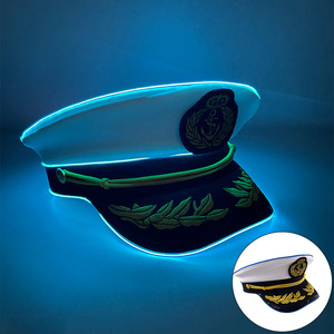 Pafu, лидер продаж, красочная светодиодная шляпа с подсветкой, вышитая капитанская большая Кепка, светящиеся шляпы, темно-синяя шляпа моряка - Product Image 5