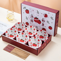 Bol et baguettes en céramique de style différent pour la maison, l'hôtel, le restaurant, bols bohèmes/japonais, ensembles de vaisselle pour coffret cadeau