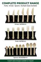 Ensemble de couverts jetables biodégradables en bois de bouleau, fourchette, couteau, cuillère en bois, ustensiles de table écologiques pour les fêtes et le camping