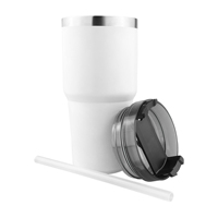 Mug isotherme 600 ml Equity MS026 en acier inoxydable à double paroi avec couvercle à paille, anti-fuite, pour voiture et voyage