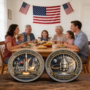 Moneda Conmemorativa Moderna del Aterrizaje en <span class=keywords><strong>la</strong></span> <span class=keywords><strong>Luna</strong></span> Artemis II 1969-2026, Recuerdo Espacial y Decoración para el Hogar, Obsequio Coleccionable - Product Image 3