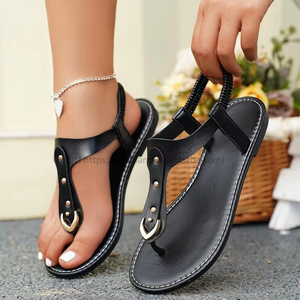 Sandalias de Mujer, Nuevas, Estilo Romano, Planas, Punta Abierta, para Playa, Primavera/Verano, Cómodas, de Cuero PU, a la Moda - Product Image 1
