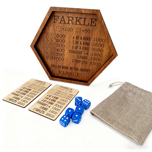 Op Maat Gemaakte Gravure Omvat Gedrukte Regels Klassieke Bordspellen Houten Dienblad Dobbelstenen Set Farkle Dobbelspel Voor Familiefeesten Reizen - Product Image 1