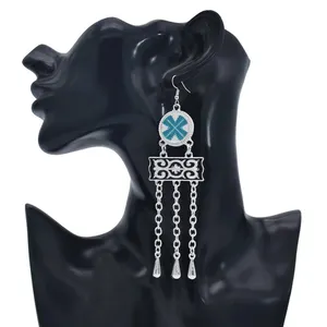 Boucles d'oreilles Vintage en plaqué argent pour femmes, 1 pièce, boucles d'oreilles avec des glands, pendantes, bijoux gitanes, de fête, Tribal