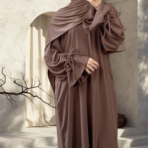 Vestido Abaya Nida a medida con corte en A, mangas con volantes y lazo, cremallera frontal, para mujer, poliéster, primavera/verano 1938 # - Product Image 3