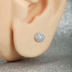 Giometal Customization 14K Solid White Gold Dazzling Pave Top <span class=keywords><strong>Piercing</strong></span> Boucles d'oreilles sans fil Daith Helix Body Jewelry Wholesale - Product Image 2