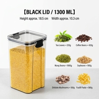 Vente en gros d'usine - Contenant de stockage de cuisine en plastique de qualité alimentaire, transparent, carré, scellé, de 1 à 2 L, pour les collations, les fruits secs, les céréales, les épices