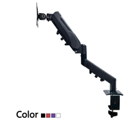 Support d'écran coloré peu encombrant à bras unique, fixation de bureau ergonomique en fer, réglable en hauteur pour bureau de designer