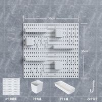 Ensemble de panneaux perforés en plastique sans perçage avec accessoires, support mural de rangement et présentoir, organisateur d'outils pour cuisine, salle de bain, dortoir et décoration