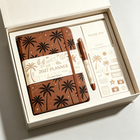 Carnet de notes personnalisé 2027 avec motif cocotier, journal vintage à couverture rigide avec bande élastique