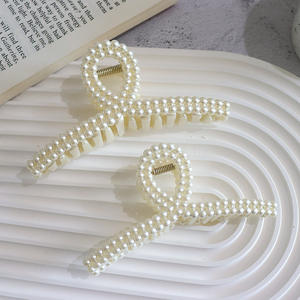 HONEY 12CM Jumbo Plastique Blanc Perles Ruban <span class=keywords><strong>Cheveux</strong></span> Griffes <span class=keywords><strong>XXL</strong></span> Twist Résine Pinces À <span class=keywords><strong>Cheveux</strong></span> Pour <span class=keywords><strong>Cheveux</strong></span> Épais Femmes Filles - Product Image 4