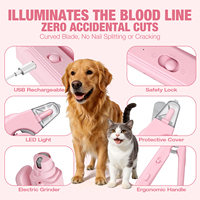 Cortauñas y Lima de Uñas Recargable 2 en 1 para Perros y Gatos, para Perros Grandes, Medianos y Pequeños, con Luz LED